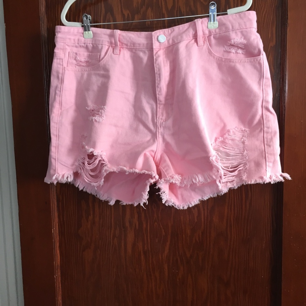 Fashion Nova Curve Pink Destruction Shorts, 2x